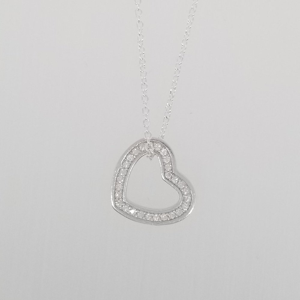 Sterling Silver Necklace with Cubic Zirconia Heart